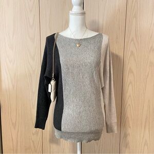 Reitman’s Cashmere Blend Women’s XS Elevated Basics Grey + Cream Stripe Knit Top